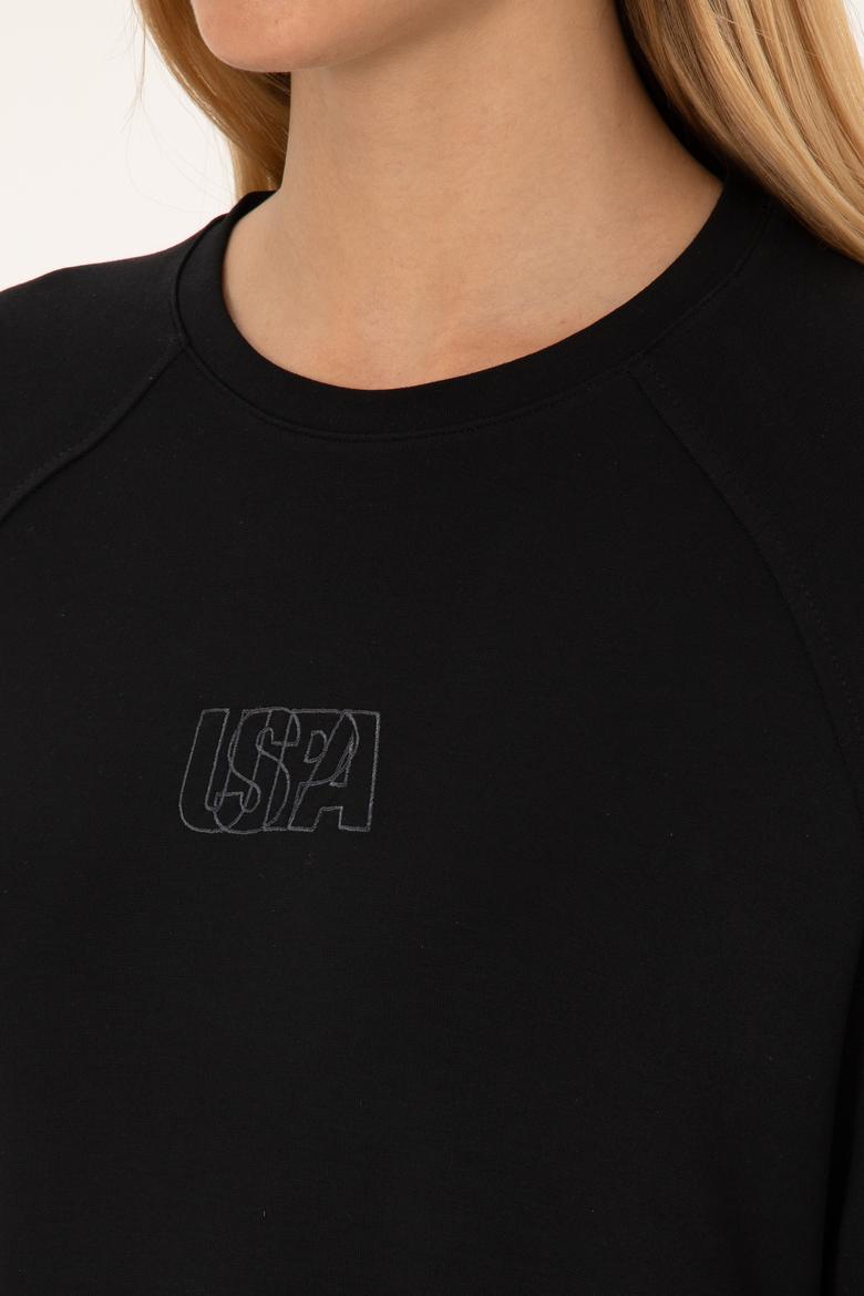 Kadın Siyah Uzun Bisiklet Yaka Sweatshirt - 50315623029