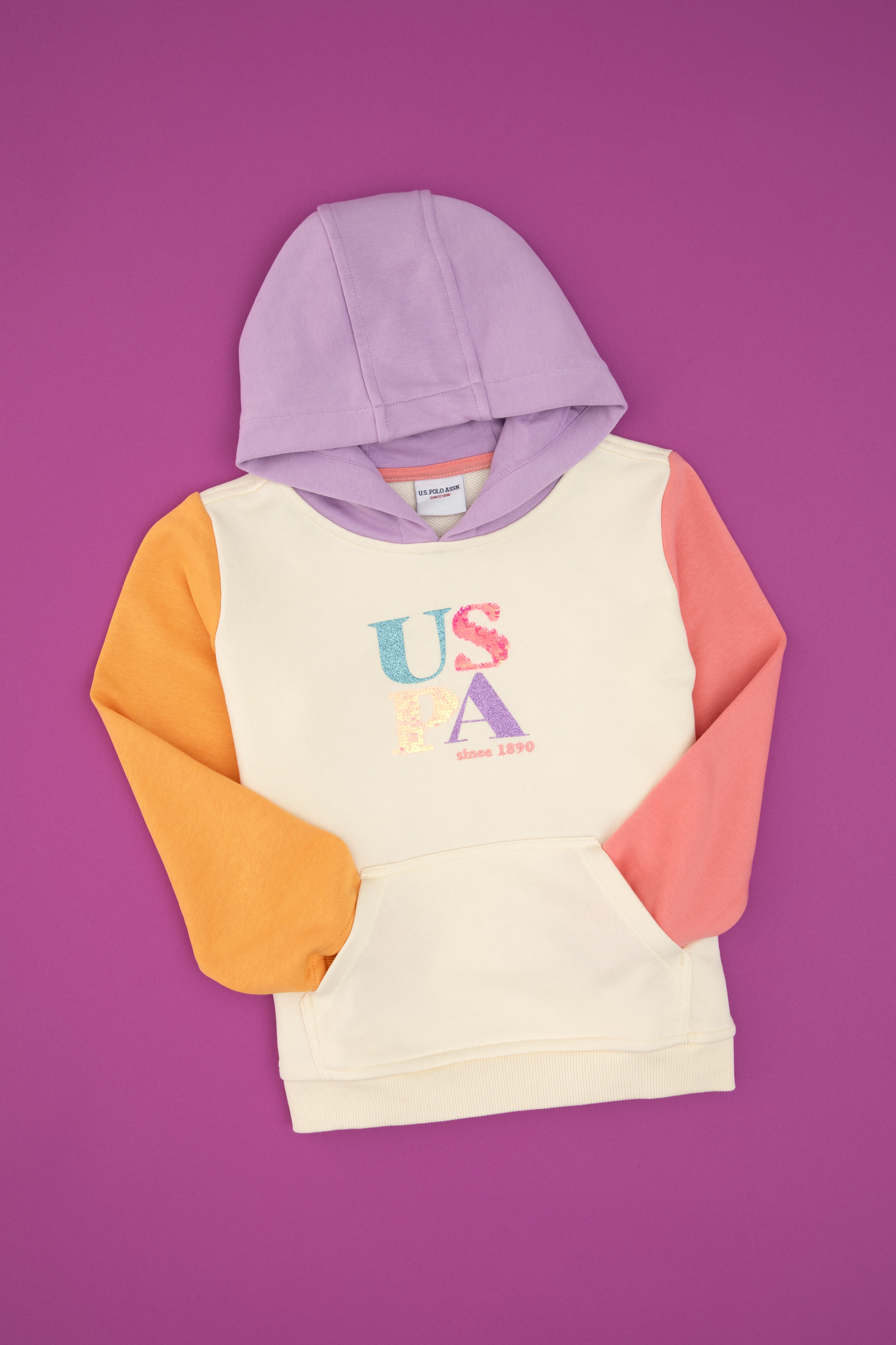 Kız Çocuk Krem Kapüşonlu Sweatshirt - Image 1