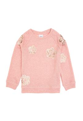 Kız Çocuk Açık Pembe Bisiklet Yaka Sweatshirt - 50314265022