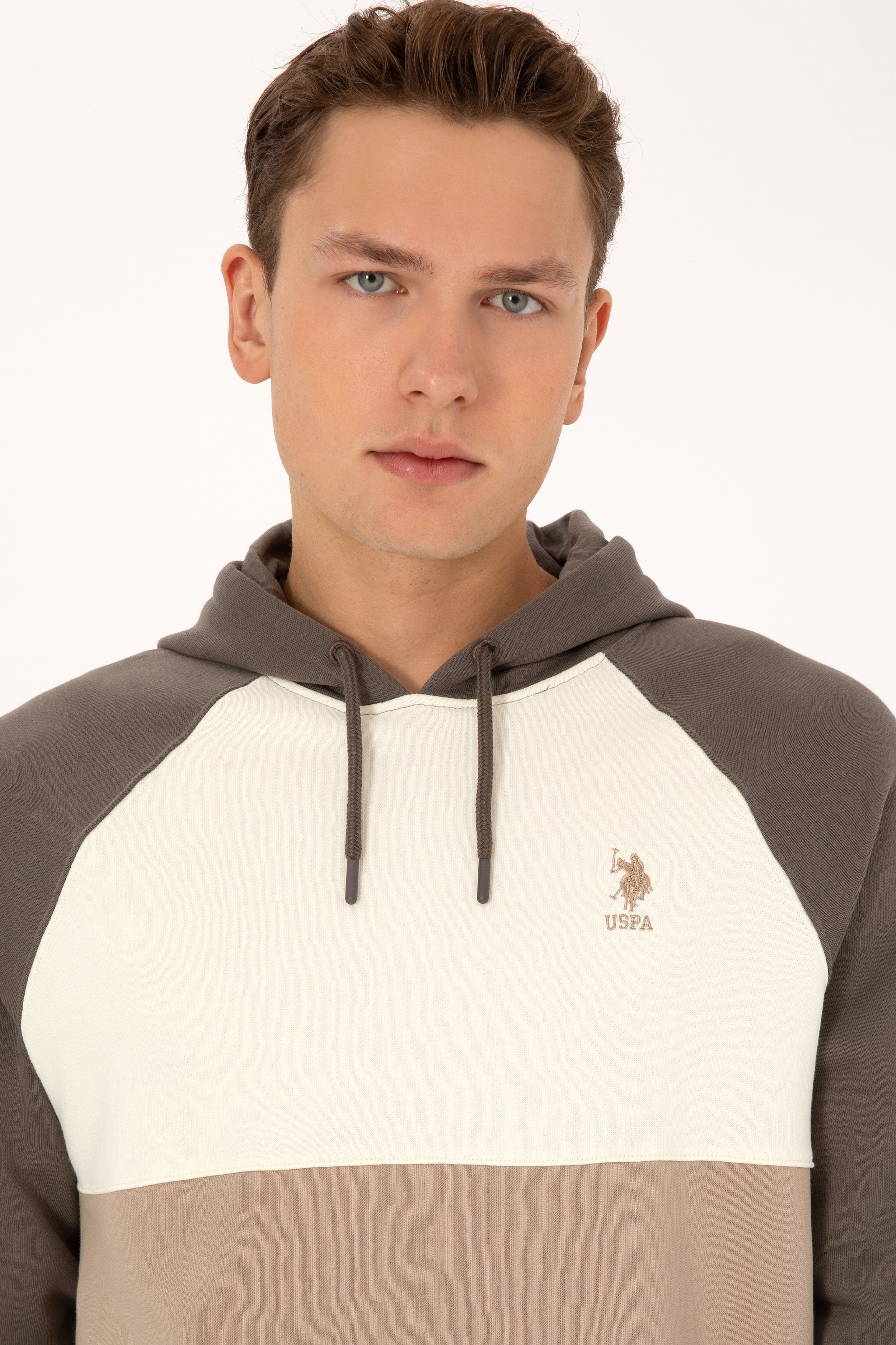 Erkek Regular Fit Kapüşonlu Vizon Sweatshirt