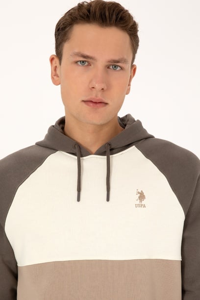Erkek Regular Fit Kapüşonlu Vizon Sweatshirt
