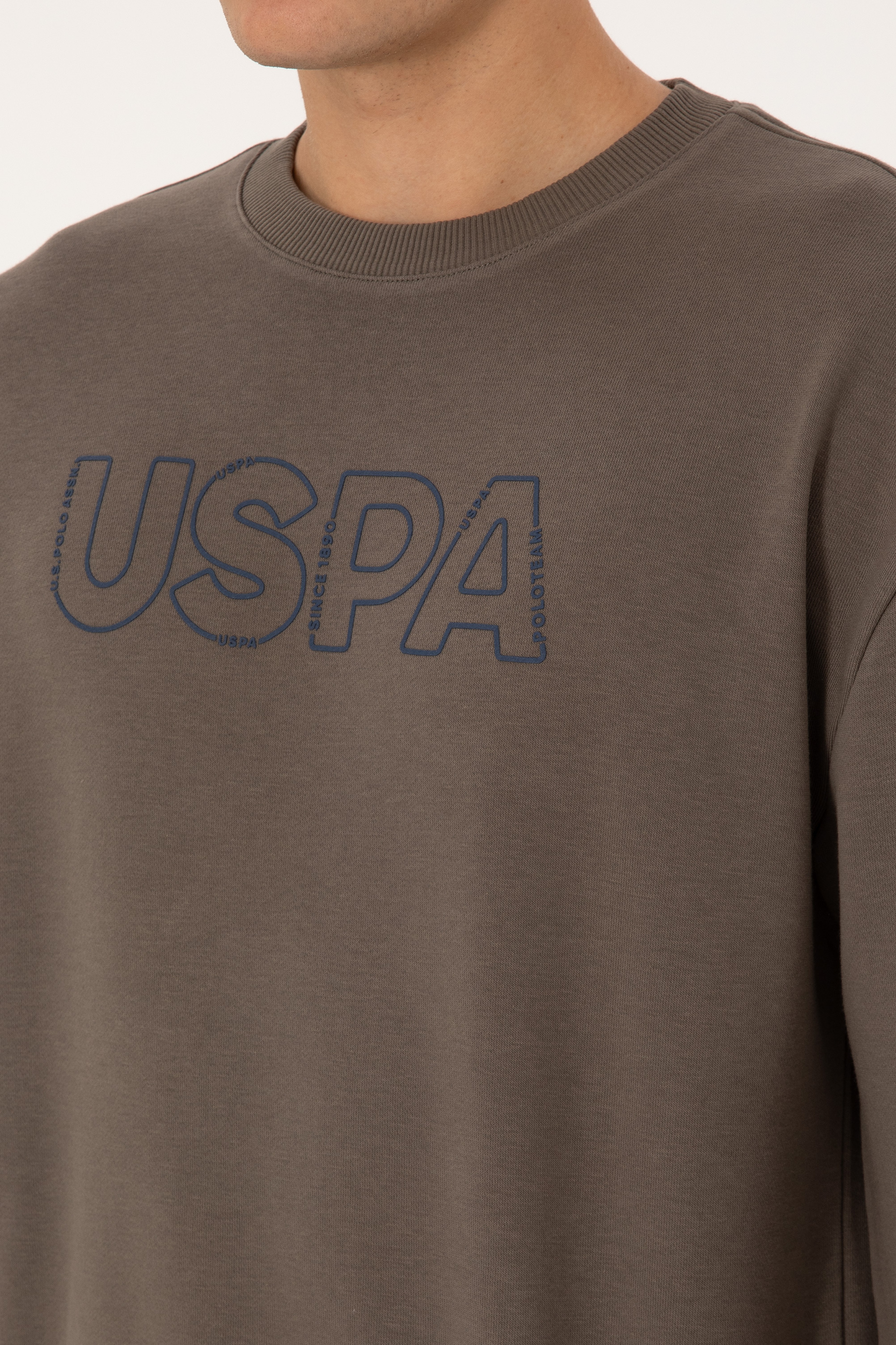 Erkek Comfort Fit Bisiklet Yaka Vizon Sweatshirt - Image 7