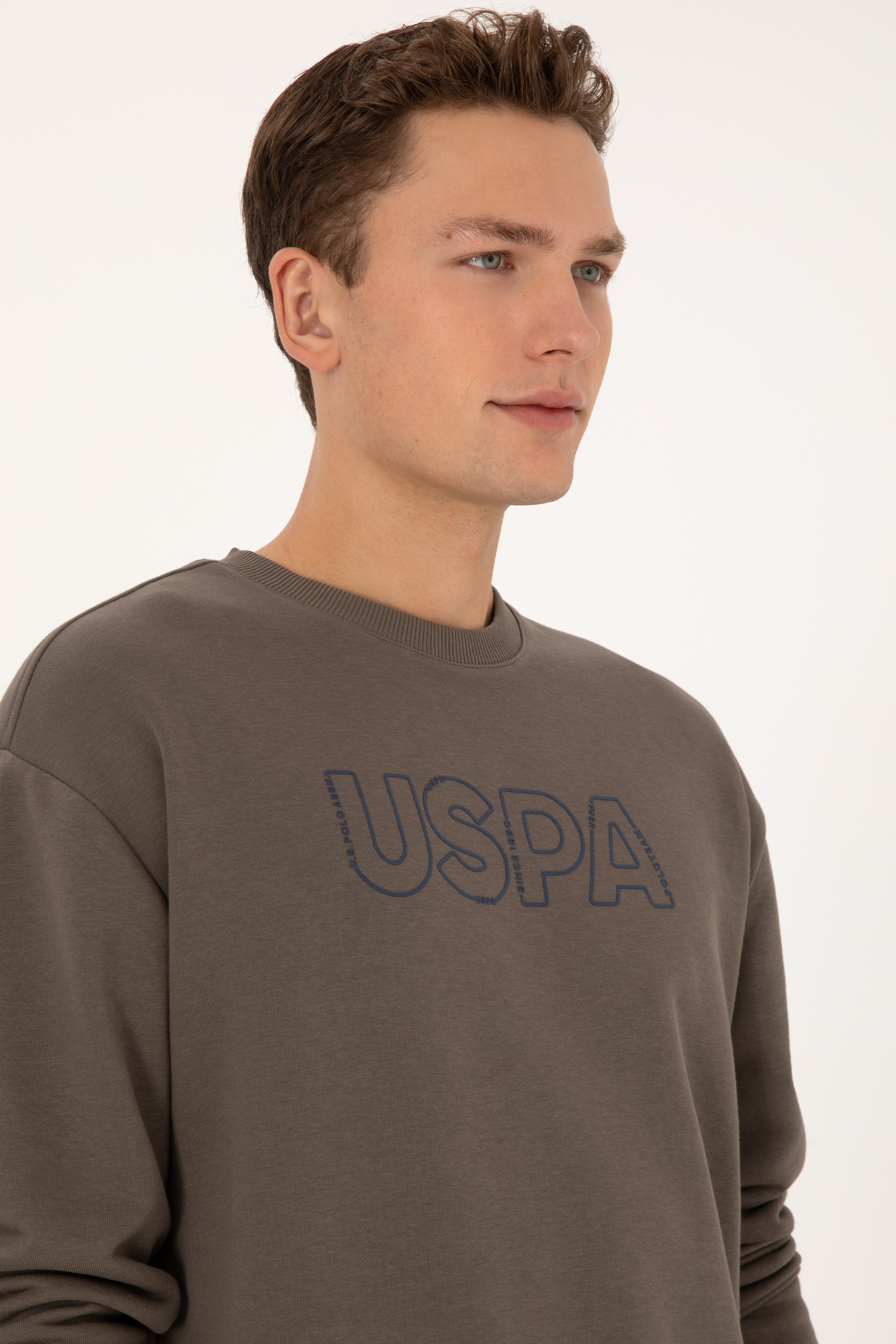 Erkek Comfort Fit Bisiklet Yaka Vizon Sweatshirt - Image 2