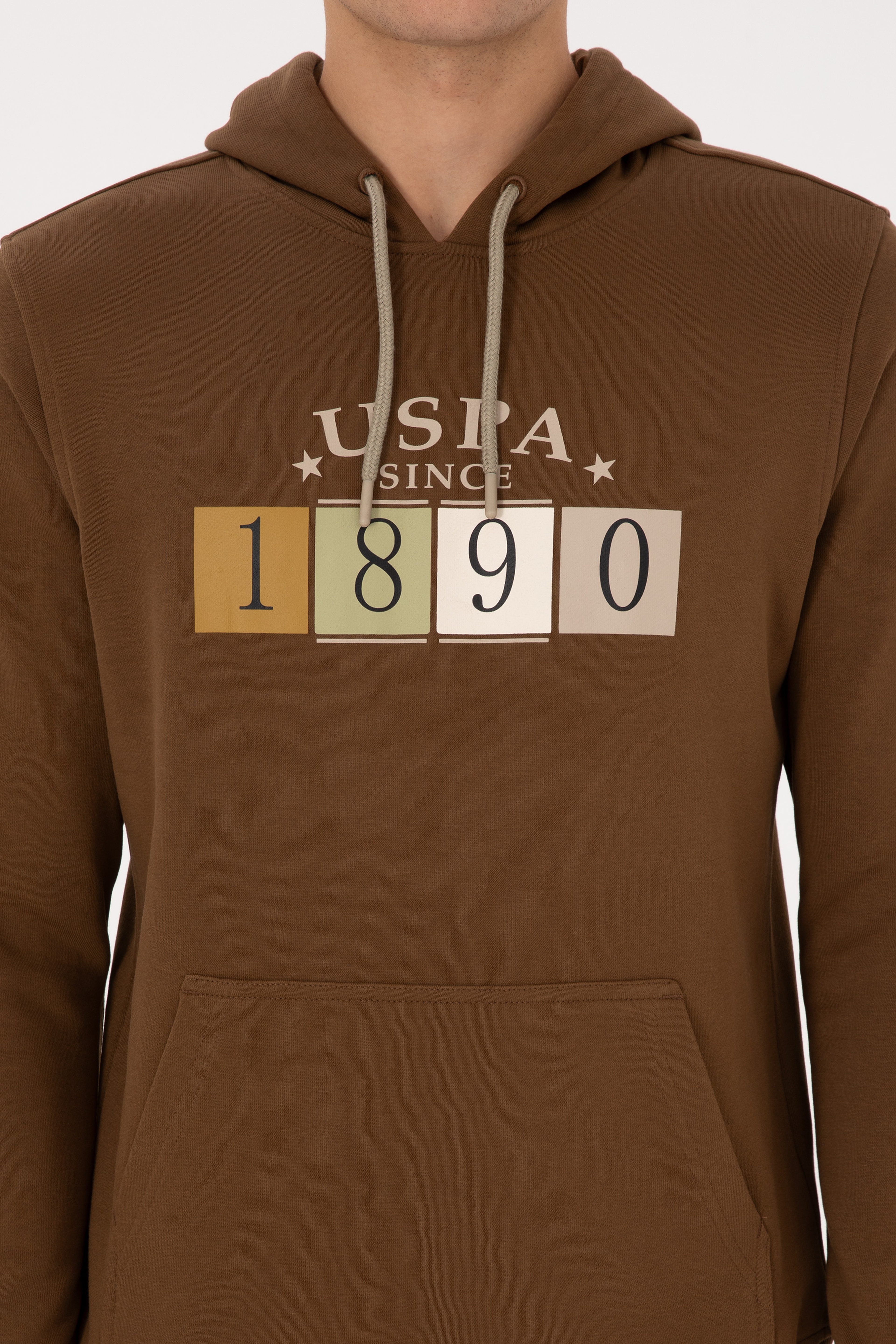 Erkek Regular Fit Kapüşonlu Haki Sweatshirt