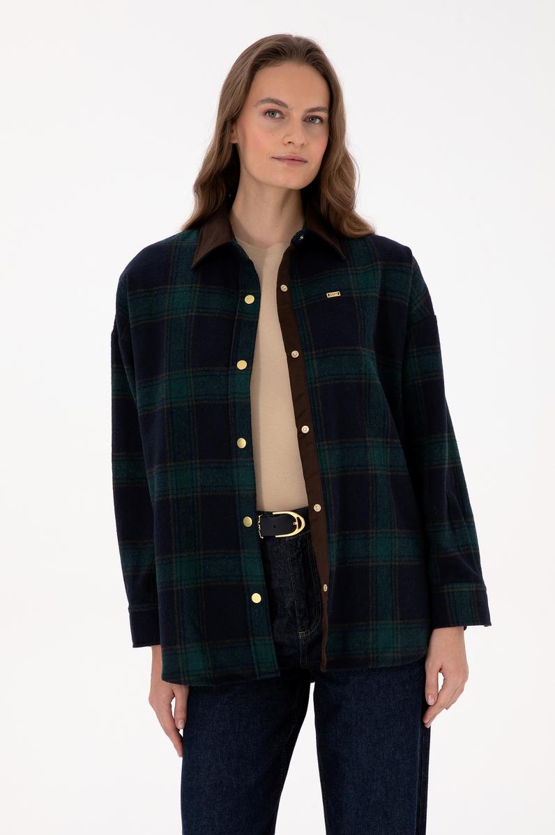 Kadın Koyu Yeşil Uzun Kollu Gömlek