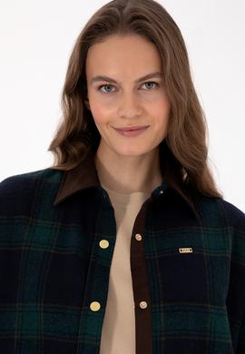 Kadın Koyu Yeşil Uzun Kollu Gömlek - 50317225006