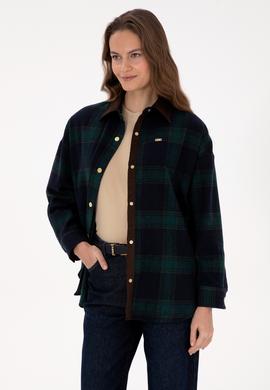 Kadın Koyu Yeşil Uzun Kollu Gömlek - 50317225006