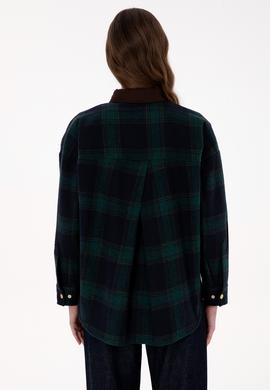 Kadın Koyu Yeşil Uzun Kollu Gömlek - 50317225006