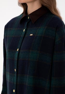 Kadın Koyu Yeşil Uzun Kollu Gömlek - 50317225006