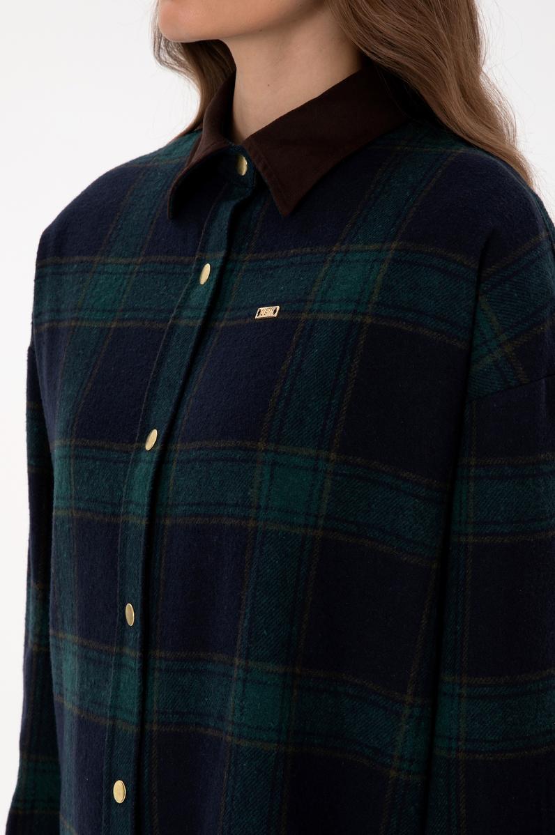 Kadın Koyu Yeşil Uzun Kollu Gömlek