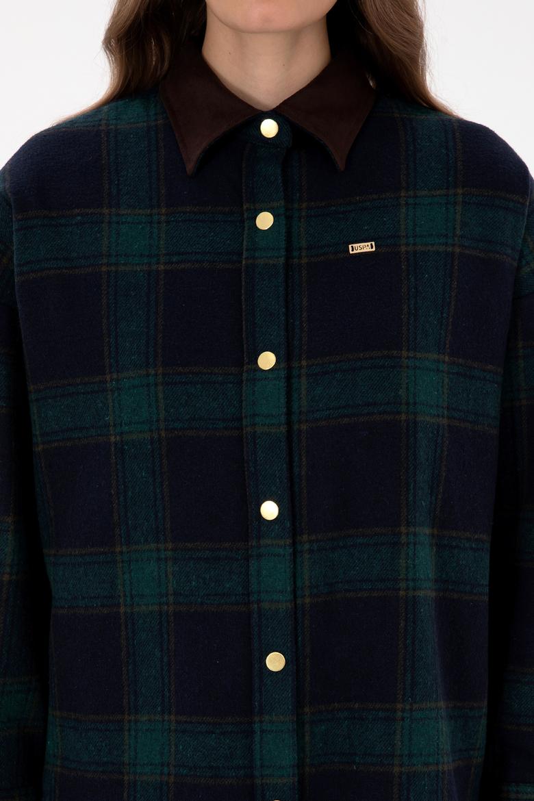 Kadın Koyu Yeşil Uzun Kollu Gömlek - 50317225006