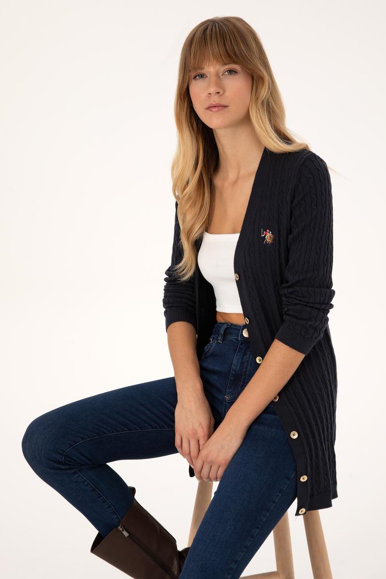 Kadın Lacivert Basic Triko Hırka - 50317683009