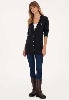 Kadın Lacivert Basic Triko Hırka - 50317683009