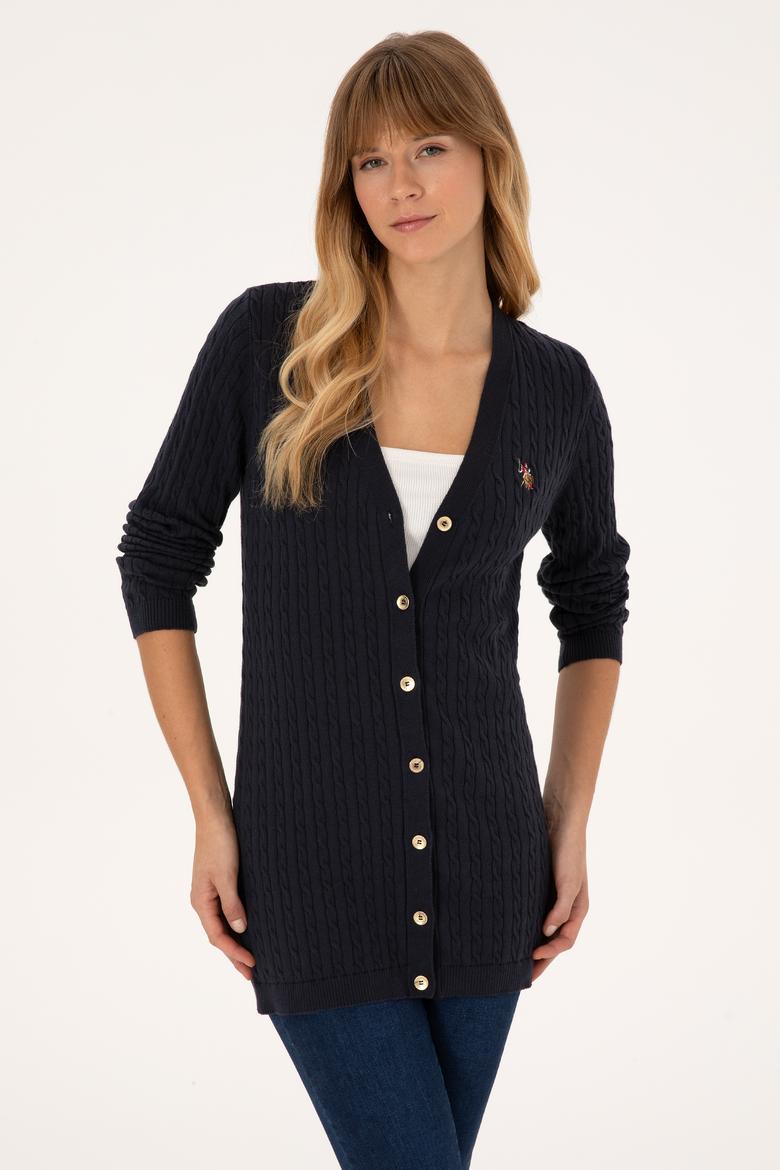 Kadın Lacivert Basic Triko Hırka