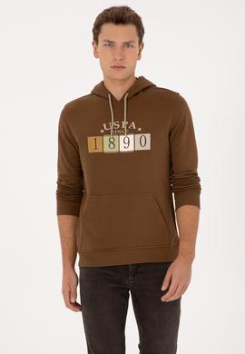 Erkek Regular Fit Kapüşonlu Haki Sweatshirt - 50316364038