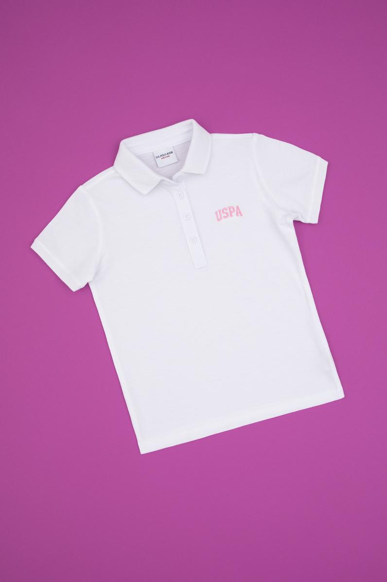 Kız Çocuk Beyaz Polo Yaka Tişört