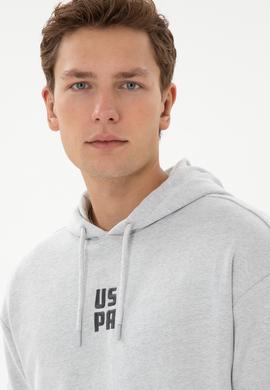 Erkek Comfort Fit Kapüşonlu Kısa Kollu Gri Melanj Sweatshirt - 50320030036