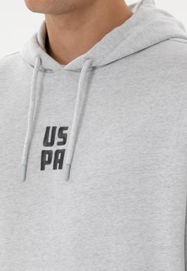 Erkek Comfort Fit Kapüşonlu Kısa Kollu Gri Melanj Sweatshirt - 50320030036