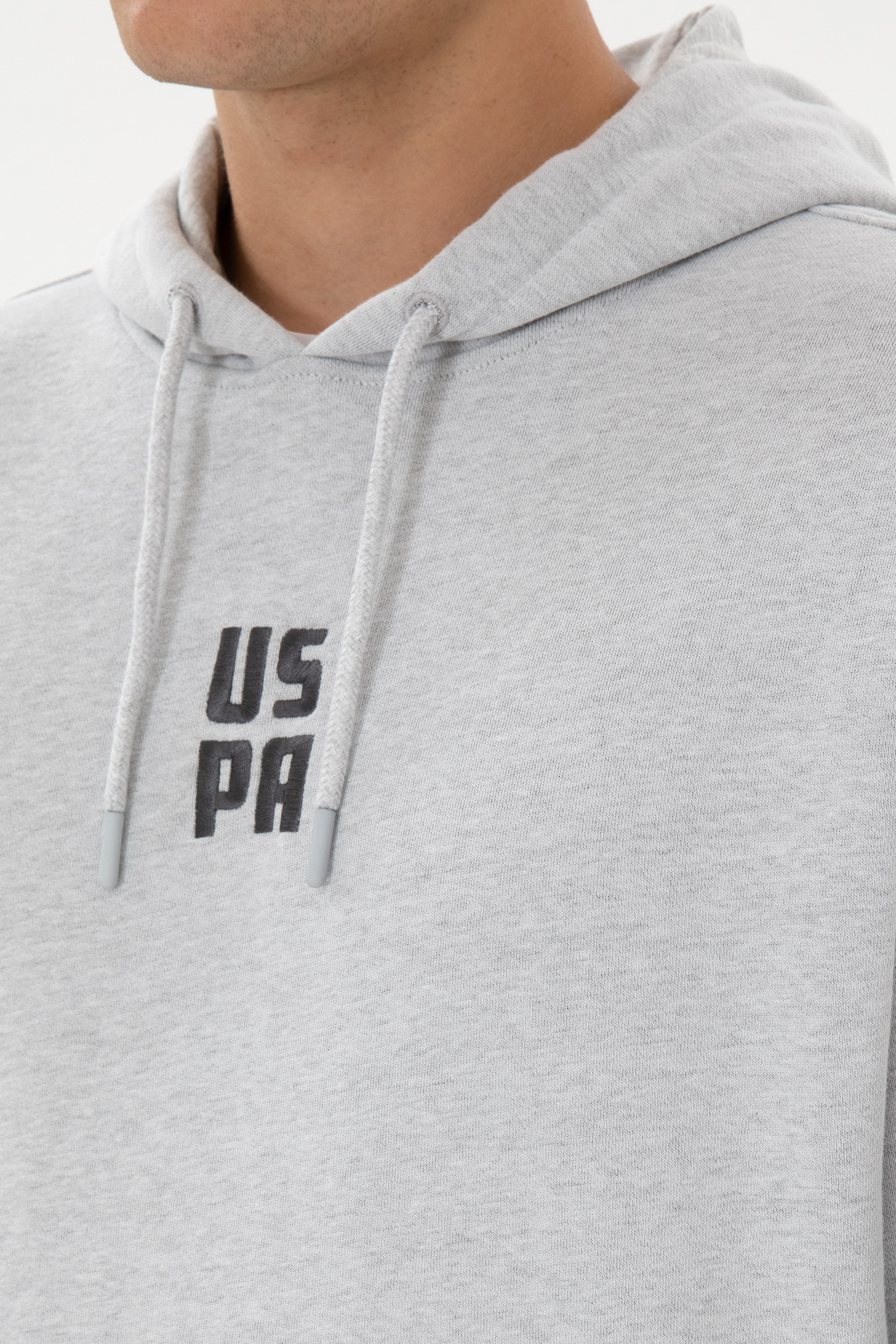 Erkek Comfort Fit Kapüşonlu Kısa Kollu Gri Melanj Sweatshirt - Image 7