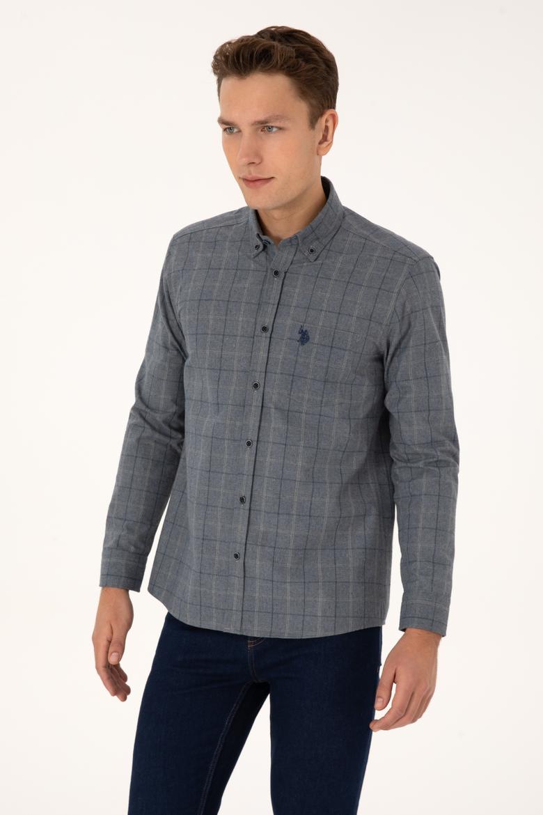 Erkek Açık Lacivert Uzun Kollu Ekoseli Gömlek - 50308555033