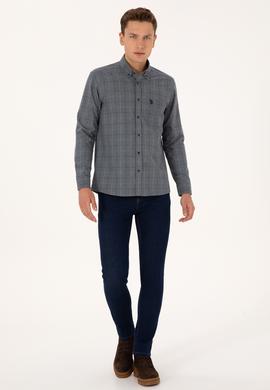 Erkek Açık Lacivert Uzun Kollu Ekoseli Gömlek - 50308555033