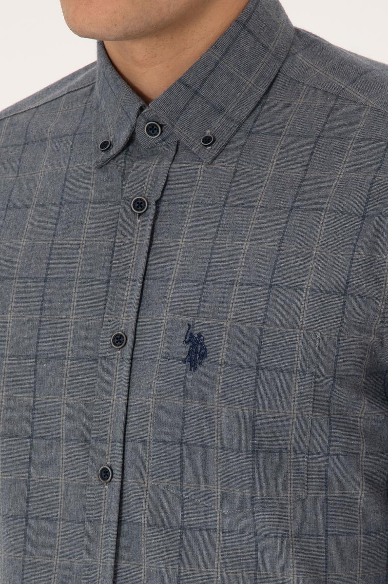 Erkek Açık Lacivert Uzun Kollu Gömlek