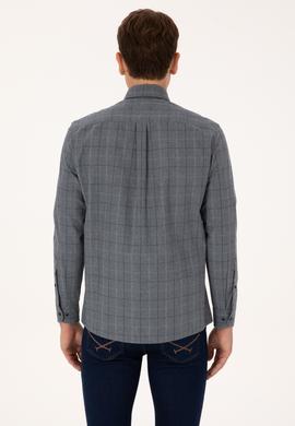 Erkek Açık Lacivert Uzun Kollu Ekoseli Gömlek - 50308555033