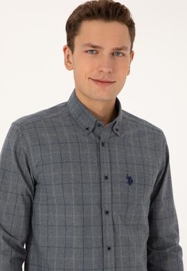 Erkek Açık Lacivert Uzun Kollu Ekoseli Gömlek - 50308555033