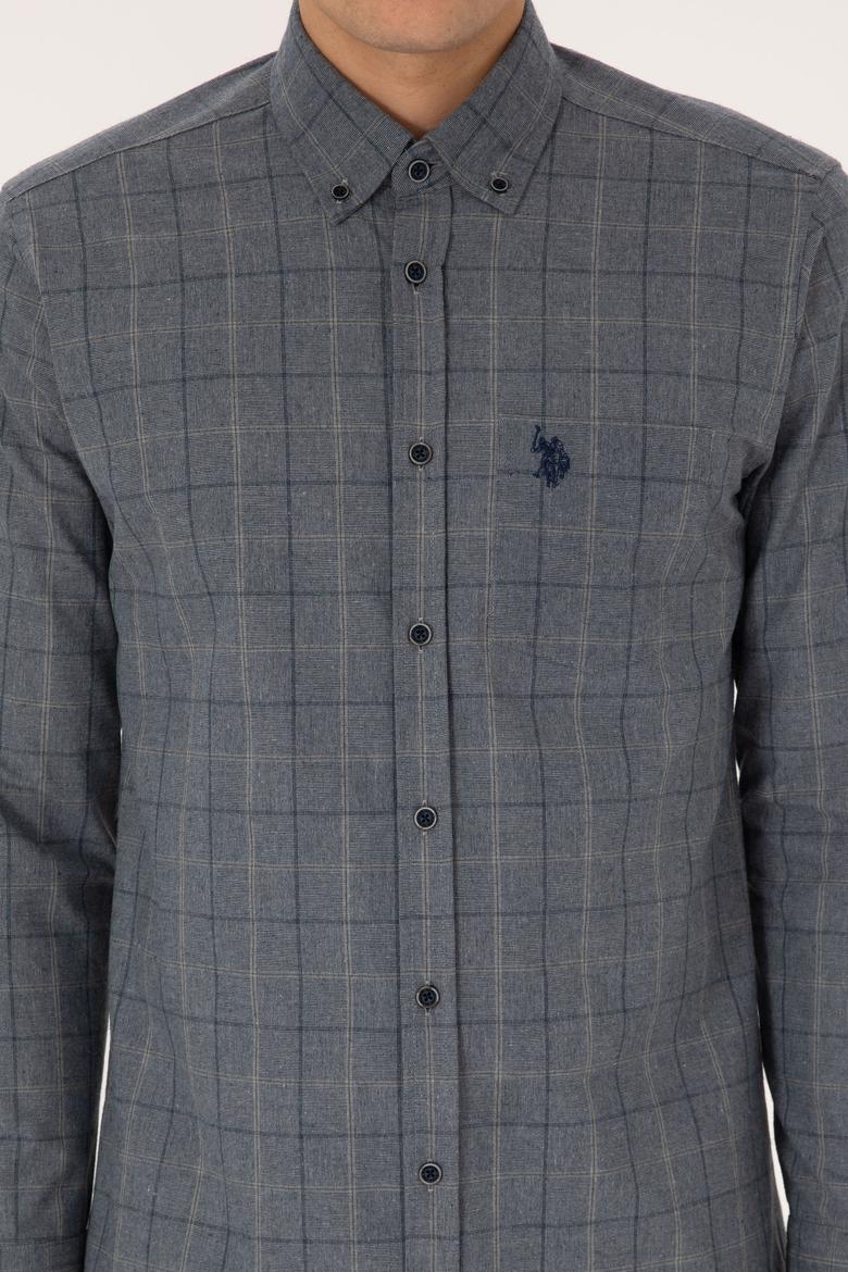 Erkek Açık Lacivert Uzun Kollu Ekoseli Gömlek - 50308555033