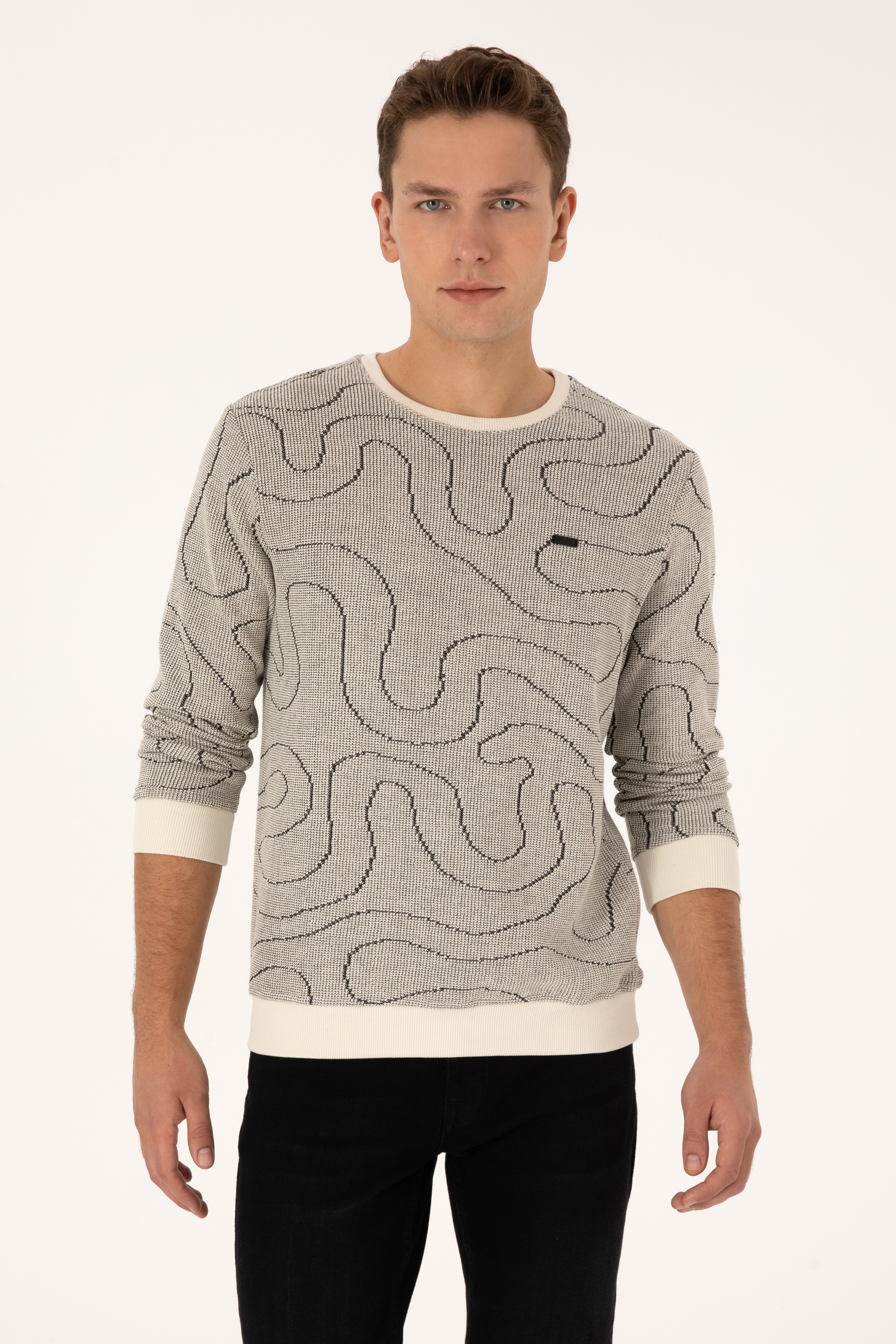 Erkek Regular Fit Bisiklet Yaka Siyah Sweatshirt - Image 1