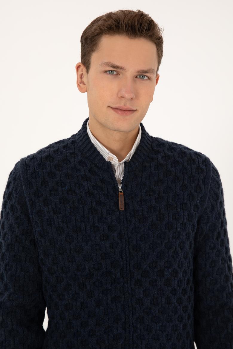 Erkek Lacivert Triko Hırka - 50308216005