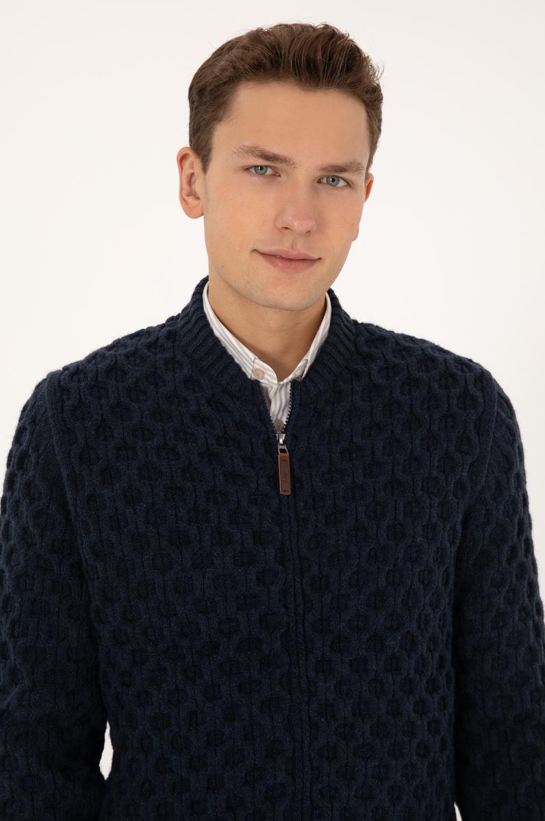 Erkek Lacivert Triko Hırka