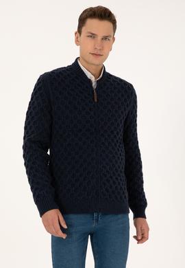 Erkek Lacivert Triko Hırka - 50308216005