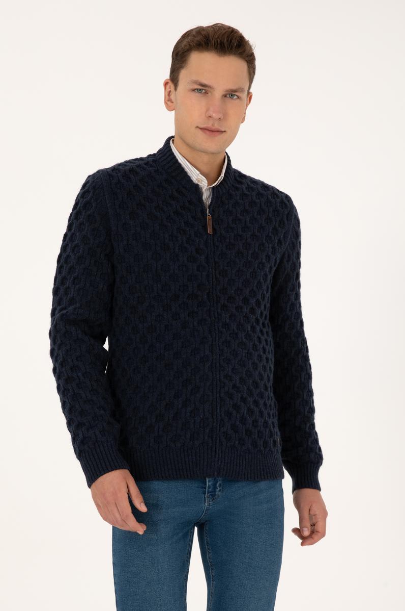 Erkek Lacivert Triko Hırka