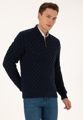 Erkek Lacivert Triko Hırka - 50308216005