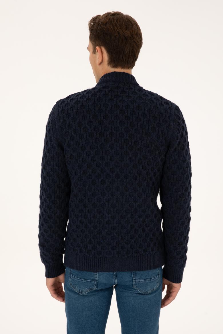 Erkek Lacivert Triko Hırka - 50308216005