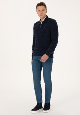 Erkek Lacivert Triko Hırka - 50308216005