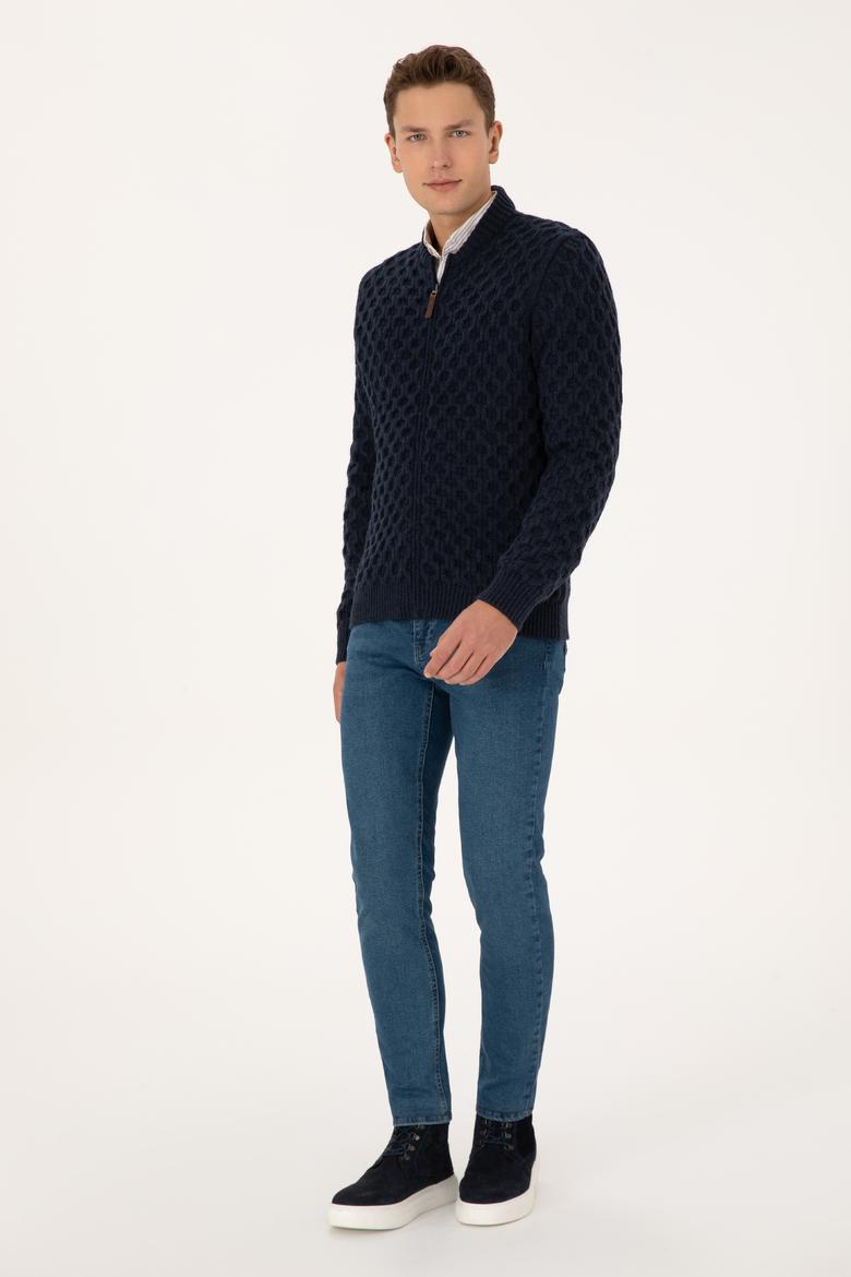 Erkek Lacivert Triko Hırka - 50308216005