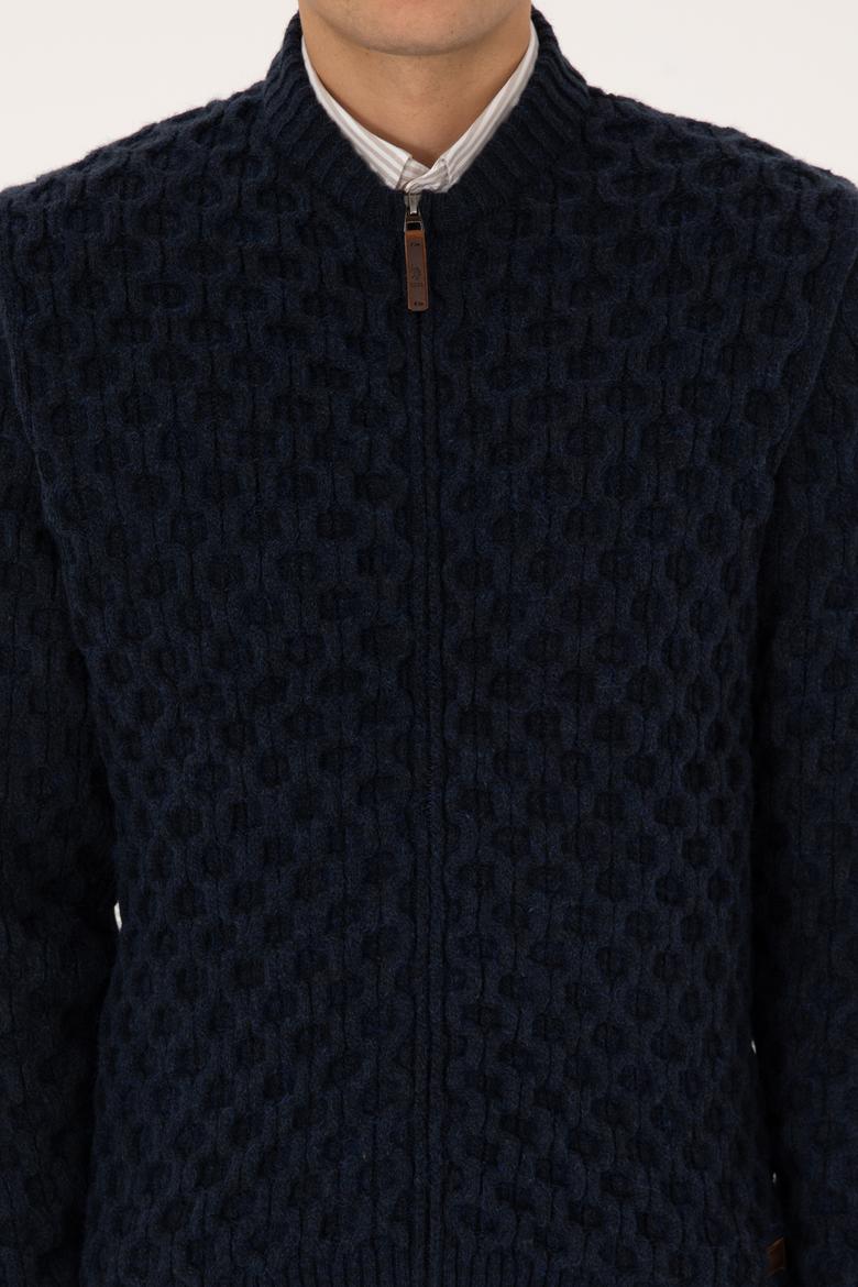 Erkek Lacivert Triko Hırka - 50308216005