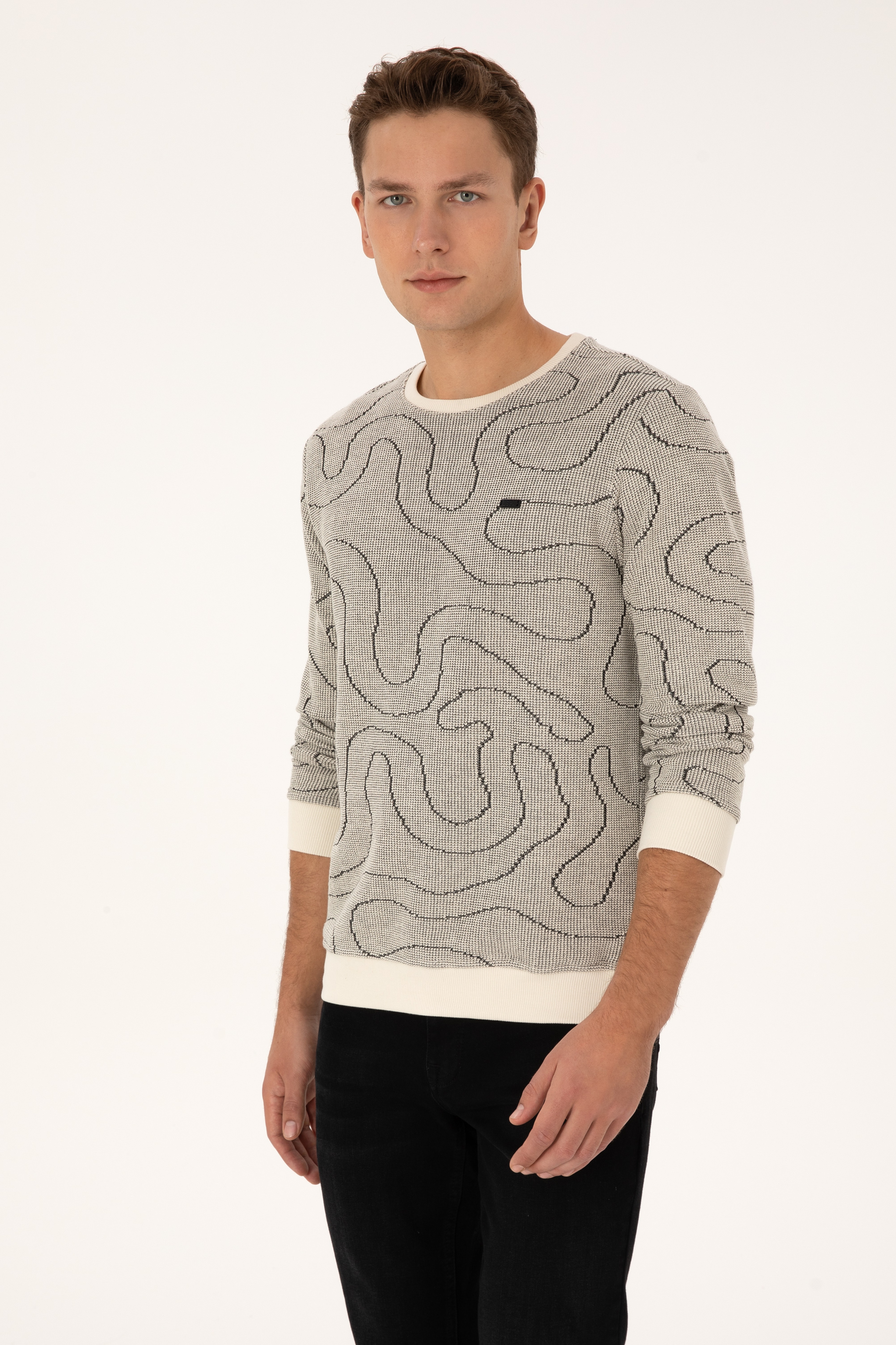 Erkek Regular Fit Bisiklet Yaka Siyah Sweatshirt