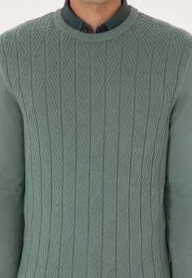 Erkek Slim Fit Bisiklet Yaka Mint Kazak - 50308323008