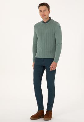 Erkek Slim Fit Bisiklet Yaka Mint Kazak - 50308323008