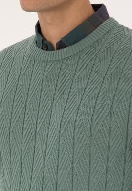 Erkek Slim Fit Bisiklet Yaka Mint Kazak - 50308323008