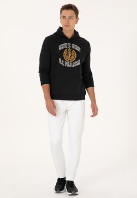 Erkek Regular Fit Kapüşonlu Şardonlu Siyah Sweatshirt - 50308999054