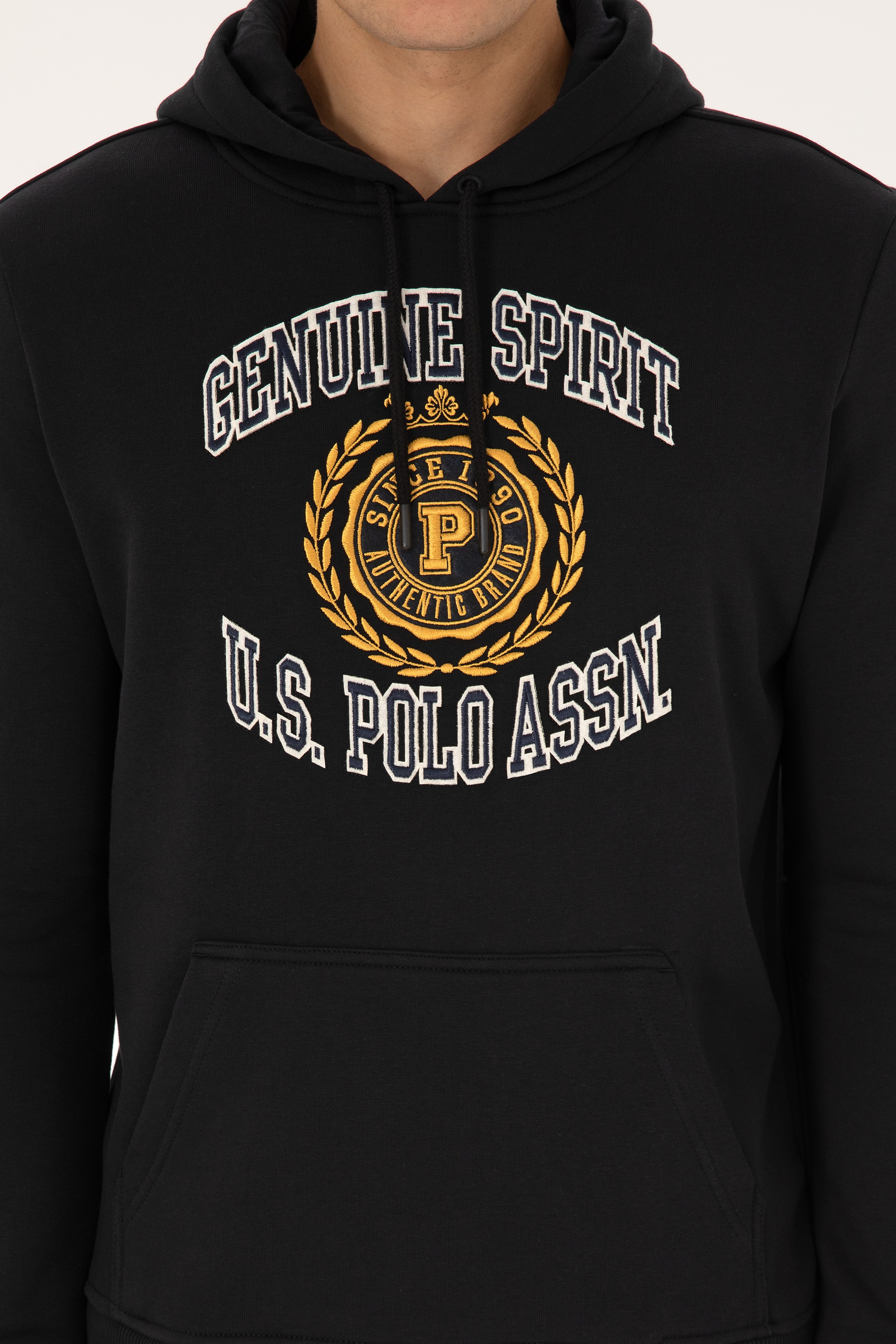 Erkek Regular Fit Kapüşonlu Şardonlu Siyah Sweatshirt