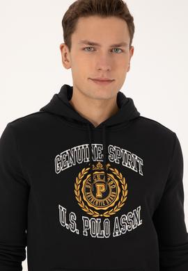 Erkek Regular Fit Kapüşonlu Şardonlu Siyah Sweatshirt - 50308999054