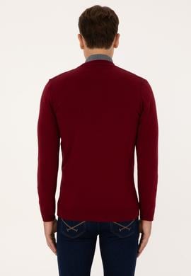 Erkek Bordo Basic Triko Hırka - 50313702035