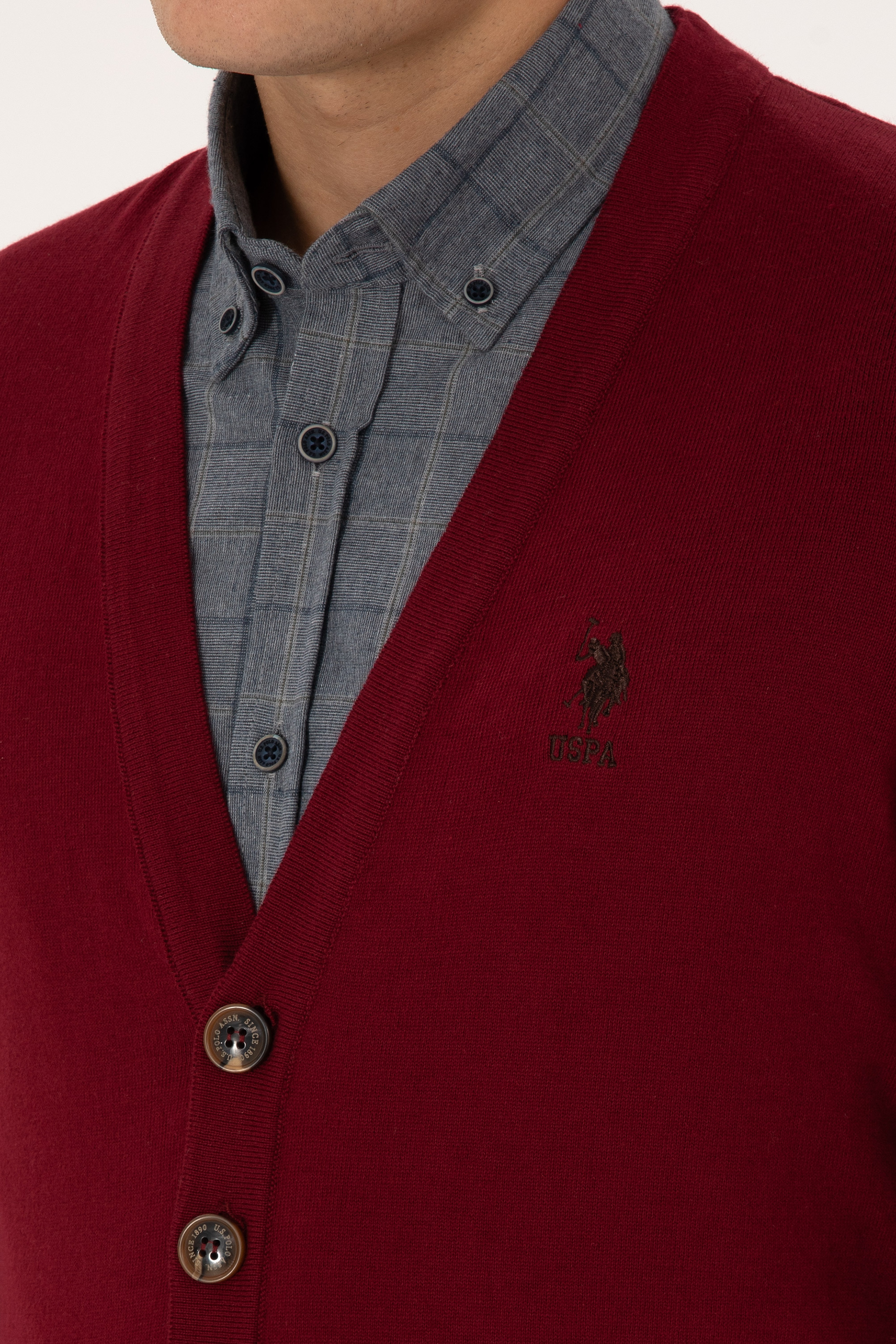Erkek Bordo Basic Triko Hırka - Image 7