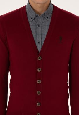 Erkek Bordo Basic Triko Hırka - 50313702035