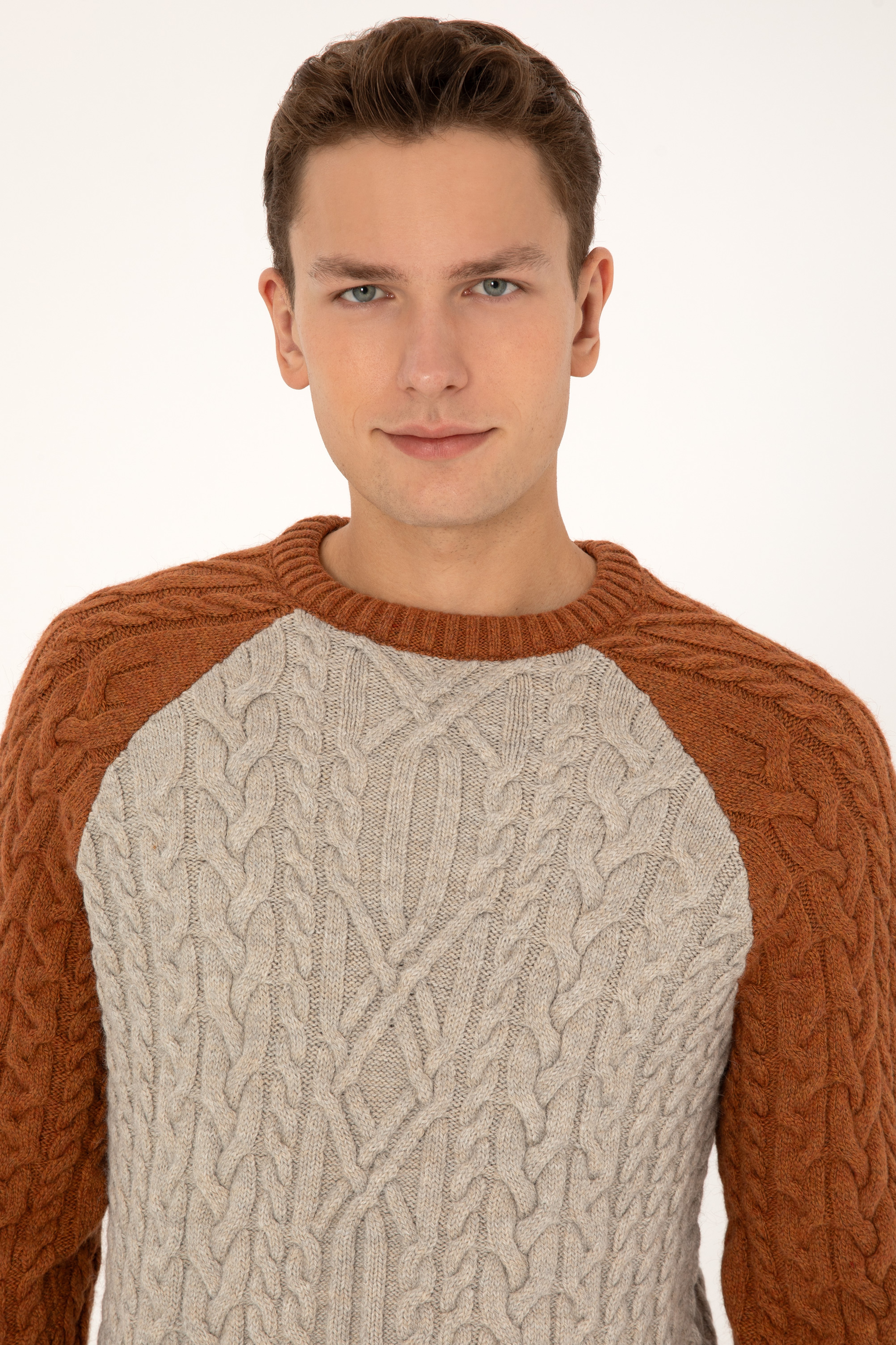 Erkek Regular Fit Bisiklet Yaka Taş Kazak - Image 2